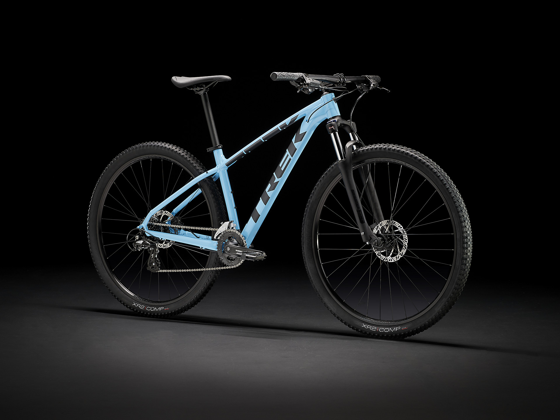 trek light blue bike